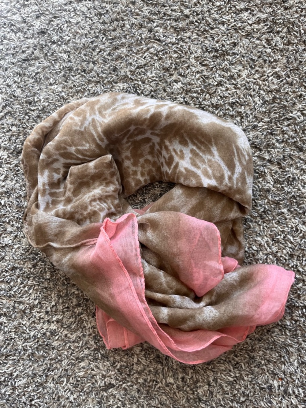 Lightweight Brown and Pink Printed Scarf